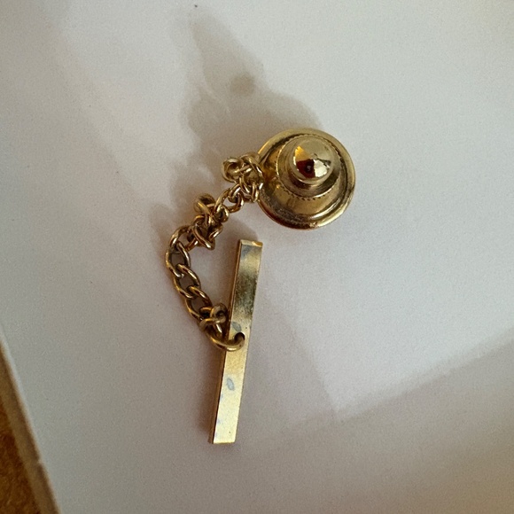 Vintage Men's Cuff Links and Tie Tack Set - Green Finish and gold tone - Picture 12 of 12